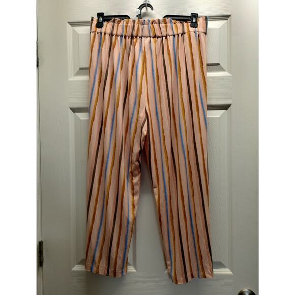 BCBGeneration NWT Size Large Riviera Stripe Multicolored Pull-On Paperbag Pants - Picture 3 of 8